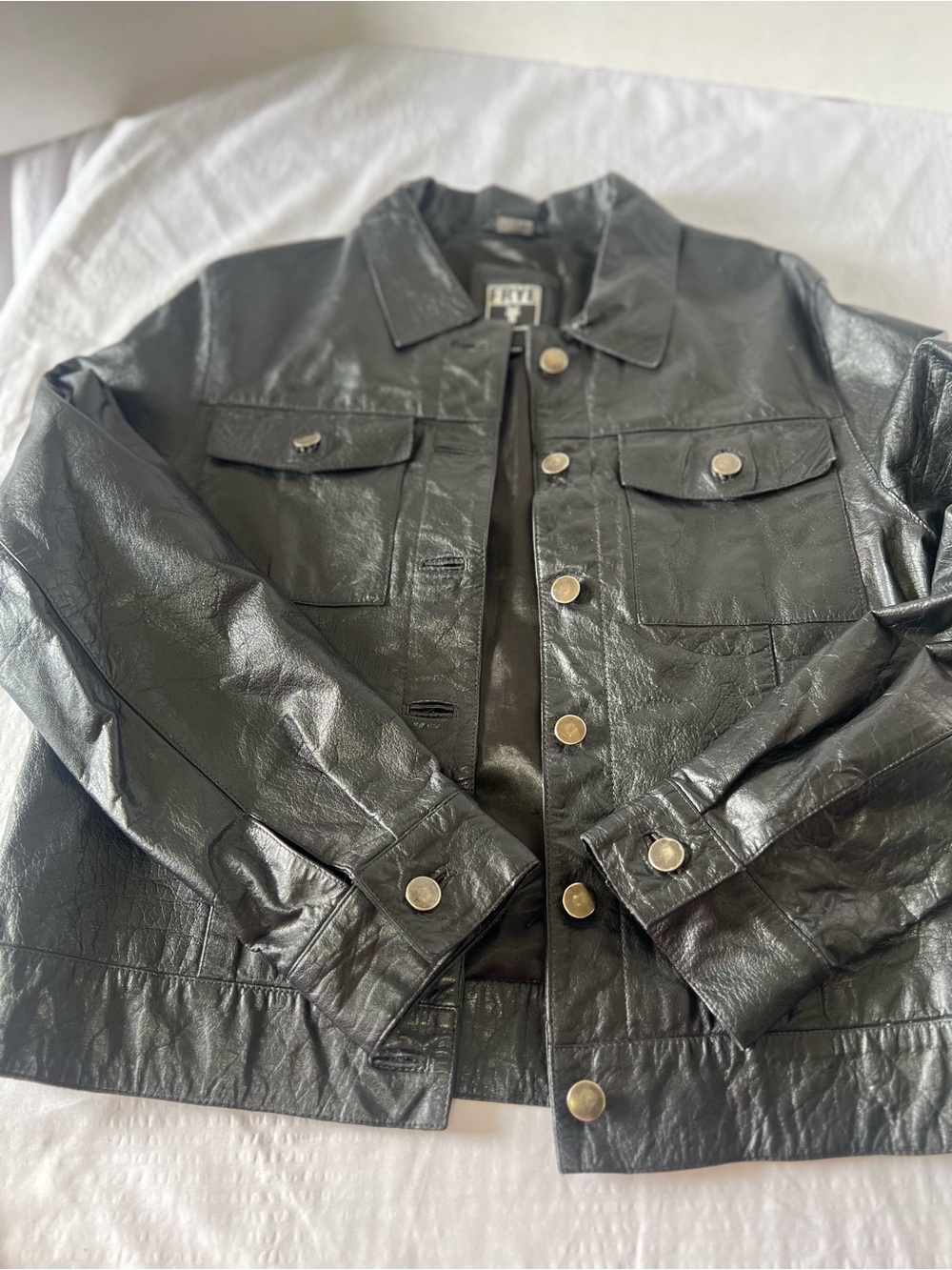 Frye Black Leather Button-Front Jacket - Women